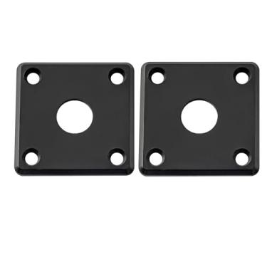 Imagem de Musiclily Pro Plástico Placa Jack Plate Quadrada Furo 10mm para Guitarra tipo LP SG Epiphone, Preto(2 Peças)