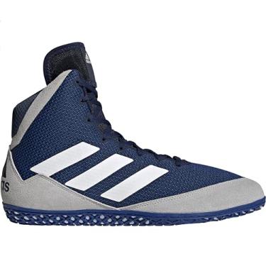 Imagem de adidas Mat Wizard 5 Tênis de luta livre masculino, Azul-marinho/cinza/branco, 42
