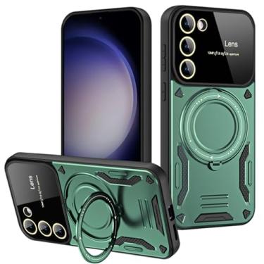 Imagem de Capa magnética rotativa com suporte para Samsung Galaxy S24 S23 Ultra Plus A54 A53 A52 A34 A14 S21 S20 FE Armor Lens Case, verde, para Galaxy S20 FE