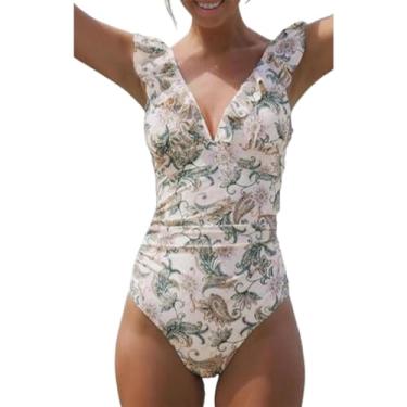 Imagem de Elogoog Maiô feminino com controle de barriga para mulheres modesto com decote em V, camisa feminina plus size (prata, médio)