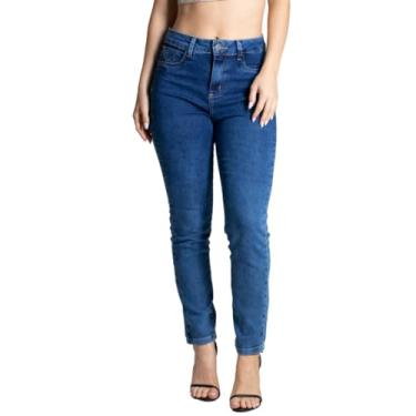 Imagem de Calça Jeans Feminina Sawary Com Lycra Elastano Premium Valoriza o Bumbum (BR, Cintura, 40, Slim, Regular, Azul)