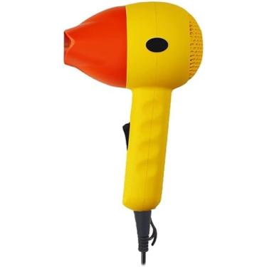 Imagem de Secador de cabelo de 800 W, mini secadores de cabelo amarelos para crianças Secador de cabelo leve e de baixo ruído Secador de cabelo compacto portátil criativo com bico giratório de 360 ​​°
