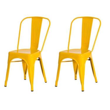 Imagem de Kit 2 Cadeiras Tolix Iron Design Amarela Aço Industrial Sala Cozinha J