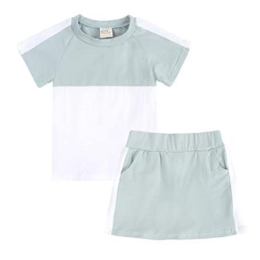 Imagem de Metaxas Camiseta de verão unissex para bebês recém-nascidos e bebês de algodão macio patchwork 2 peças (verde menta, 11-12 anos)