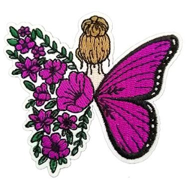 Imagem de CHBROS Remendos de borboleta para meninas, aplique bordado para meninas, aplique de ferro para roupas, jaquetas, camisetas, mochilas