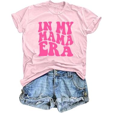 Imagem de Camisetas Mama para mulheres: Camiseta Mama Letter Print Camiseta Mom Life Camiseta Momma Gift Tees Casual Verão Tops, rosa, M