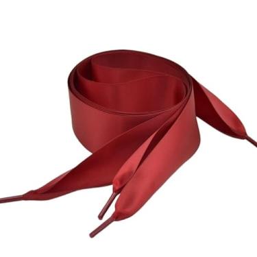 Imagem de Smooth Satin Wide Shoe Laces Ribbon Shoelaces For Sneakers Boots (Color : Dark red)