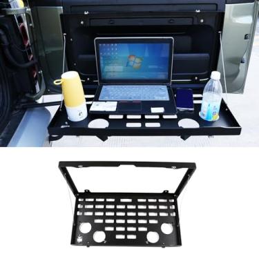 Imagem de Prateleira de armazenamento de mesa de acampamento Offroad para porta traseira compatível com Land Rover Defender 110 2020-2023, prateleira dobrável de metal para mesa traseira