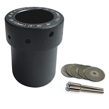 Imagem de KAYBOBEZK Afiador de eletrodo de tungstênio – Ferramenta universal de cabeça de solda TIG de alumínio, com deslocamento de vários ângulos, rodas duplas de diamante de 25 mm, conjunto de biela preta