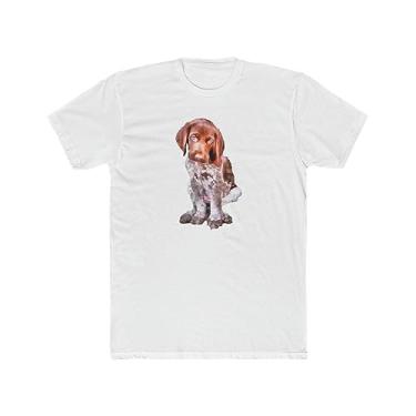 Imagem de Camiseta masculina de algodão com ponteiro alemão de cabelo curto "Benny" da Doggylips, Branco liso, P