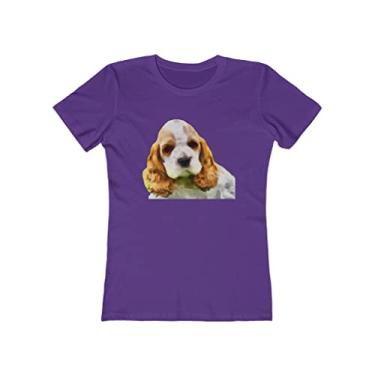 Imagem de Camiseta feminina de algodão torcido Cocker Spaniel 'Hogan' da Doggylips, Roxo liso, P