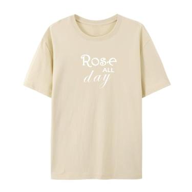 Imagem de Camiseta divertida e fofa para amantes de rosas o dia todo, Caqui, GG