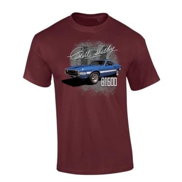Imagem de Camiseta com estampa emblemática azul GT 500 Mustang Shelby Cobra Automotive Enthusiasts Muscle Car manga curta adulto, Marrom, XXG