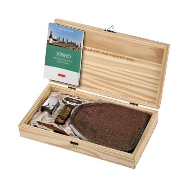 Imagem de Kit Caixa Premium Acessórios Para Vinho Madeira Pinus Cooler