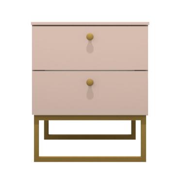 Imagem de Mesa de Cabeceira Industrial MDF com Pés Metalon Dourado PlanCasa