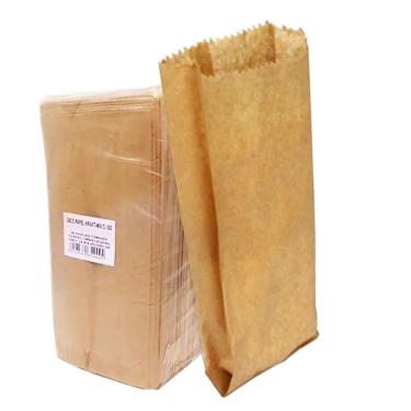 Imagem de 500 saco de papel cereais pardo kraft 20x9,5x6cm - 1kg