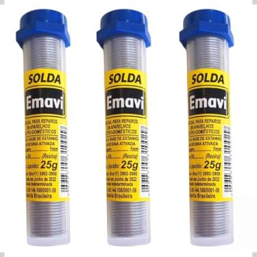 Imagem de 3 X Solda Estanho Emavi Para Eletr?nica Tubo 25g 1mm