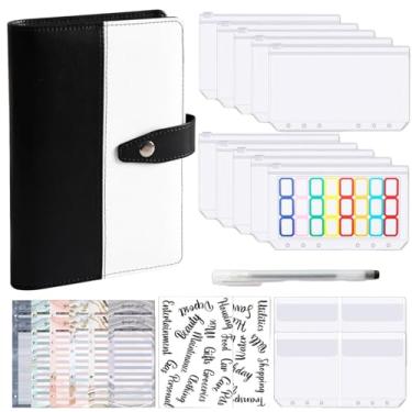 Imagem de Joucien A6 Clipe de folha solta Macaron Notebook couro PU folha solta Ledger-Vertical Assembly - Conjunto preto