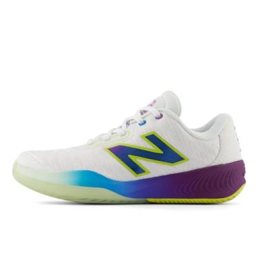 Imagem de New Balance FuelCell 996v5 Unity of Sport Tênis feminino, Branco/roxo desbotado/azul costeiro, 5.5