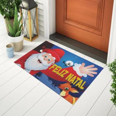Imagem de Capacho De Porta Decorativo e Divertido Tapete Estampado Frase- Feliz Natal Papai Noel Ca689