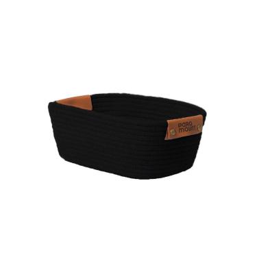 Imagem de Cesto de Algodão P Preto C/ Alça 35x25x12cm p/ Organização Decoração 3083