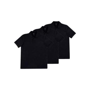 Imagem de Kit com 3 Camisetas Polo Masculina Hering N3a7 Azul Marinho-Masculino