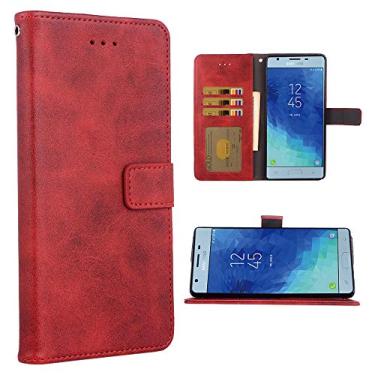 Imagem de Capa de telefone para Samsung Galaxy J3 Orbit J 3 Star 2018 3J Achieve Folio Flip Wallet Case, compartimentos para cartão de crédito de couro PU proteção total suporte capa protetora para celular SM
