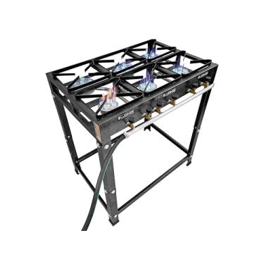 Imagem de Fogão 6 Bocas 20x20 Piso Industrial Alta Pressão com Mangueira Ludinox