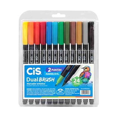 Imagem de Marcador Artístico Aquarelável 2 Pontas, CiS, Dual Brush, 24 Cores