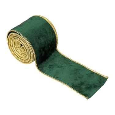 Imagem de Generic Fita de veludo de Natal com borda de arame, decoração de guirlanda, fita leve para embrulho de presente, suprimentos para festa, buquê de feriado, Verde