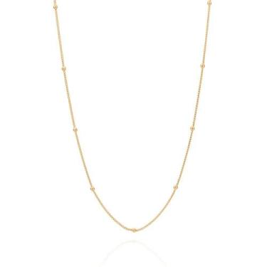 Imagem de Corrente  banhado ouro 3x 24k 18k e 22k feminina bolas rommanel 42 cm 