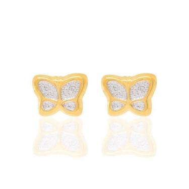 Imagem de Brincos banhado ouro 3x 24k 18k e 22k femininos pequenos borboleta rom