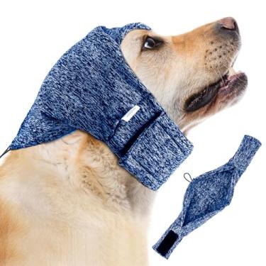 Imagem de PATTEPOINT Protetores de ouvido ajustáveis para cães, azul, tamanho médio, material 100% poliéster, com redução de ruído e proteção contra hematomas e água