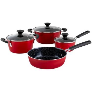 Imagem de Jogo de Panelas Tramontina Revestimento Cerâmico de Alumínio Vermelho 
