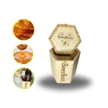 Imagem de Caixa de madeira BEES BUZZ de pinus sextavada Alta x3