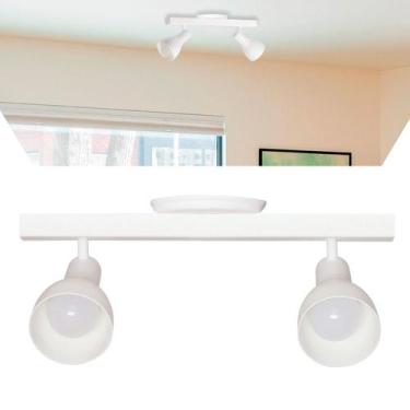 Imagem de Luminária Trilho Spot Duplo Com Canopla 2 Lâmpadas Direcionáveis E27 -