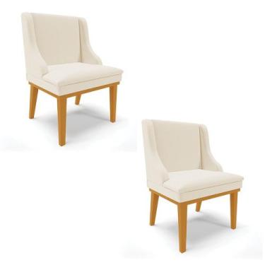 Imagem de Kit 02 Cadeiras de Jantar Liz Linho Base Fixa Madeira Castanho - D'Ros