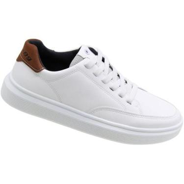 Imagem de Tênis Casual Pegada Microfibra Cadarço Elástico Masculino, Branco, 40
