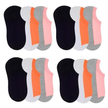 Imagem de Kit Com 12 Pares De Meias Sport Invisivel Selene Feminina Fitness Acad