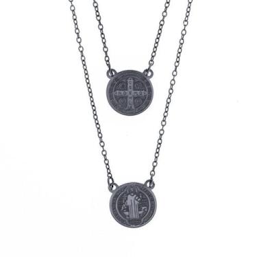 Imagem de Escapulário de Aço Black Mini São Bento IPB 9,5mm 60cm - Convex