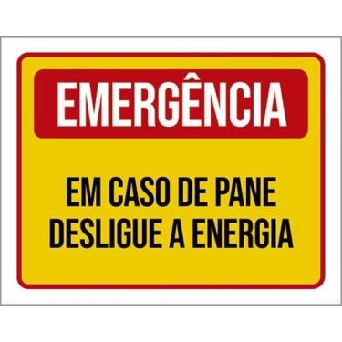 Imagem de Kit 10 Placas Emergência Em Caso Pane Desligue Energia 36X46 - Sinaliz