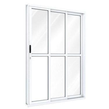 Imagem de Porta de Aluminío de Correr 213x150cm 3 Folhas com Divisão e Vidro Rio