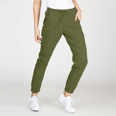 Imagem de Calça Jogger Jeans Confort Colors Com Elástico - Bloom, Verde musgo, 4