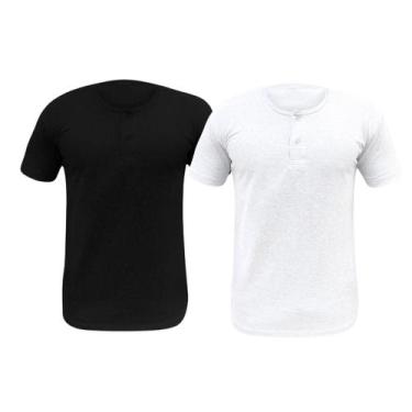 Imagem de Kit 2 Camiseta Henley Masculina Camisa Botões Gola Portuguesa Premium 