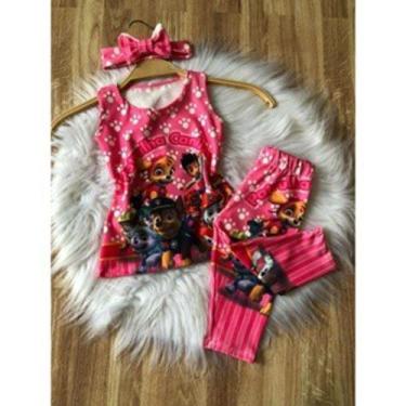 Imagem de Conjunto Menina Legging Temático Patrulha Canina Rosa +Laço de Cabelo 