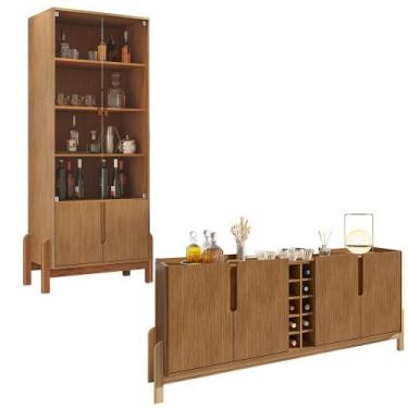 Imagem de Aparador Buffet 190 Com Cristaleira Lizz Pés Madeira Maciça - Loja Doc