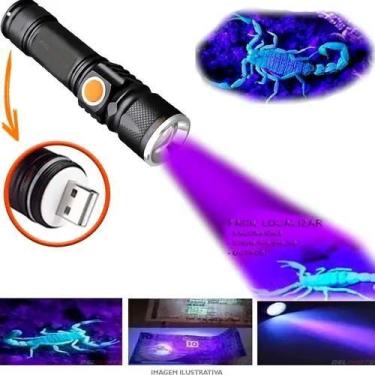 Imagem de Lanterna Ultra violeta Usb Led Potente Luz Negra Uv Nota Falsa E Escor