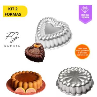 Imagem de Kit De 1 Forma Charlotte Para Bolo Nórdico Nordic Cake + 1 Forma Coraç