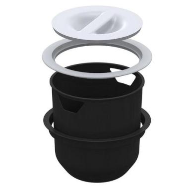 Imagem de Lixeira Pia Cozinha Embutir No Granito 8 Litros Redonda Branca Metasul