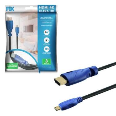 Imagem de Cabo Micro Hdmi X Hdmi 3 Metros 2.0 19p 4k Live Câmera Dslr - PIX